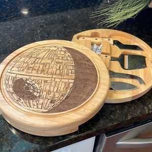 Star Wars Lucas film charcuterie board with sliding drawer and tools